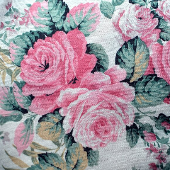 Plus Size 26W Women's Stretch Waist Midi Circle Skirt Vintage Floral Rose Print - Picture 4 of 7